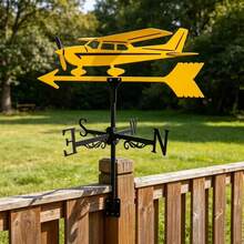 1pc Eagle/Airplane/Rooster/Motorcycle/Bird Weather Vane Outdoor Yard Roof Iron Art Decorative Ornament Farm Barn Lawn Park Wind Direction Indicator Decoration - Yellow Aircraft Weather Vane - View 4