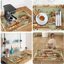 1pc Dish Drying Mat, Coffee Machine Mat, Strawberry Baking Scene Print Polyester Fiber Absorbent Mat, Durable, Highly Absorbent, Suitable For Dining Table, Cafe And More, Multipurpose Drainage Mat, Home Gift, Tabletop Decor - XYLSD-543 - View 9