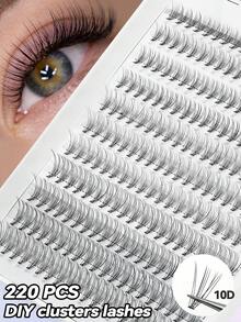 MAANGE 220pcs DIY Eyelash Extension Kit, 10D Cluster Single Eyelash, Length 9-13mm, Natural Slim, Soft And Skin-Friendly, Faux Mink Material, Suitable For Travel And Daily Carry, Gift For Women - Multicolor - View 6