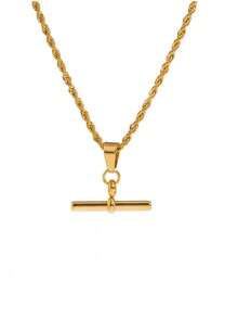 1 pieza Collar colgante de cadena en forma de T de acero inoxidable para mujeres, cadena de clavícula minimalista de lujo, uso versátil diario - Dorado - Ver 4