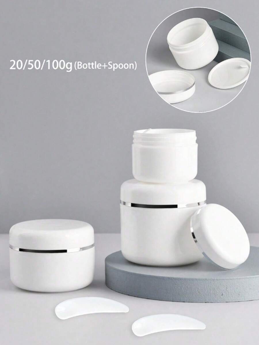 20g/50g/100g 空化妝品罐，可重複填充旅行盥洗用品容器，附蓋DIY面膜瓶，防漏旅行配件，附化妝品匙，適用於面霜、眼霜、乳液、化妝品包裝瓶、藥膏瓶、面膜瓶，空便攜式面霜罐化妝品容器旅行瓶（匙子顏色隨機）旅行必需品健身學習用品假期露營度假必需品香水海灘迷你香水女用香水男用香水