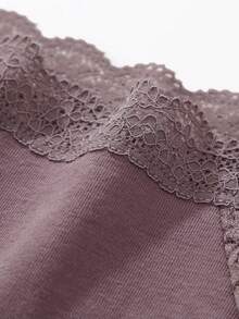 Bragas de triángulo para mujer con patrón de encaje sexy y patchwork - Caqui - Ver 5