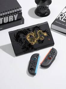 1pc Black & Gold Chinese Dragon Pattern Switch2/Switch NS/Switch OLED Compatible Game Console Protective Case, New Generation 2, Black, TPU Soft Shell, Universal Controller Protective Cover, Switch Controller Protective Case, Switch Game Accessories, Shockproof, Anti-Slip, Anti-Scratch, Aesthetic - Multicolor - View 5