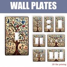 Switch Panel, Decorative Wall Plate, Light Switch Cover, 1Gang 2Gang Panel, Blue Bird & Floral Print, 2D Flat Printing, Pastoral Style Wall Decor, Indoor/Outdoor Universal Switch Cover, Decor Single/Double Toggle Panel, Bedroom Kitchen Bathroom Soft Decor, Installation Screws Included - A - View 2