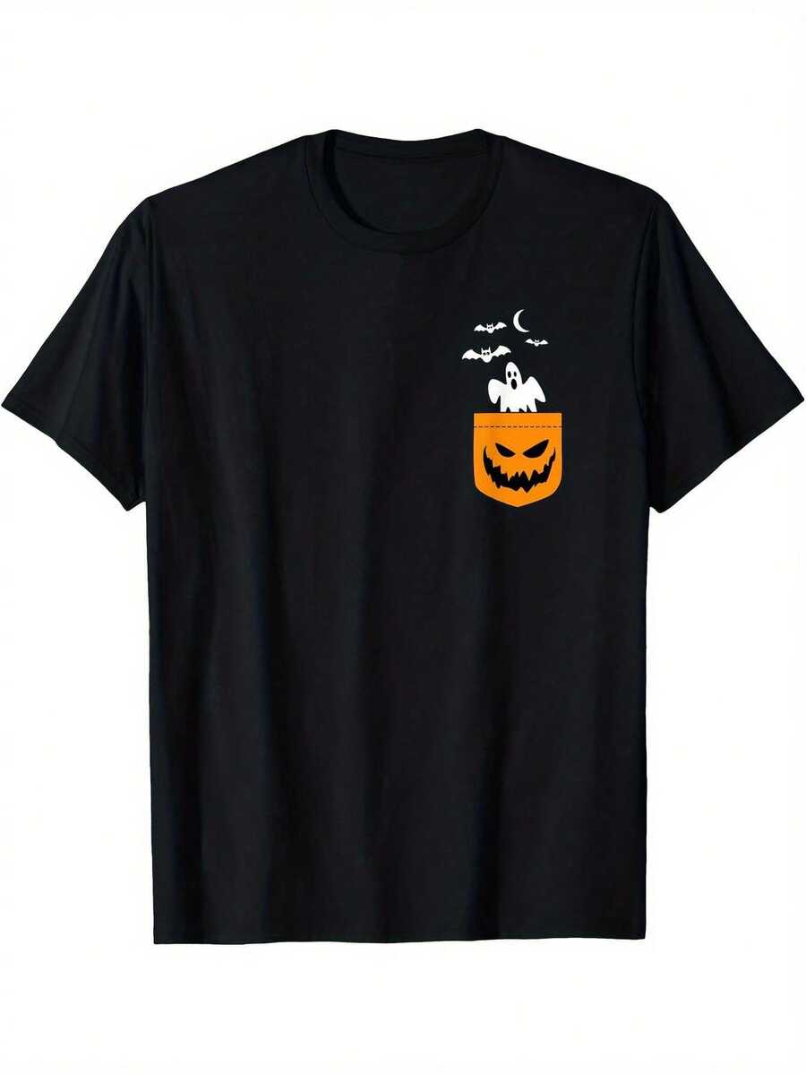 n el Bolsillo del Pecho, Lavable a Máquina, Corte Regular para Fiestas de Halloween, Eventos de "Trucos o " y Atuendo Casual - Tela No Transparente, Ropa para Primavera, Verano y Otoño - Negro - Ver 1