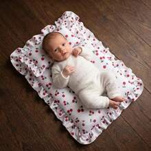 1 Set gestreifte weiße & kaffeefarbene Holz-Fotografie-Requisiten für Neugeborene mit passender Matratze, Vintage-Stil Baby-Holzbett-Requisite ➕ passende Matratze, geeignet für Neugeborenen-Fotoshootings, Porträtfotografie und als Bekleidungsfotografie-Accessoire - Verschiedenfarbig - Übersicht 11