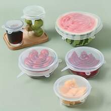 5Pcs Silicone Bowl Lid Sealed Dustproof Food Cover With Face Sealing Strip Reusable Kitchen Plastic Wrap Universal Fit Cups And Containers Keep Food Fresh - 5pcs Random Color - View 3