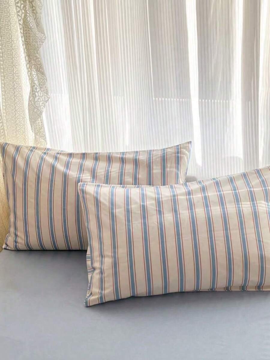 1 pieza 100% Algodón Funda de Almohada Minimalista Nórdica a Rayas Solo Una (Sin Núcleo Interior) - Multicolor - Ver 1