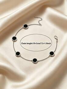MONALLY Men's Stainless Steel Classic Green & Black Round Dial Anklet, Waterproof Ankle Chain, Men's Daily Beach Jewelry, Birthday Gift - Anklet - View 5