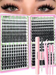 Eimny 699pcs Dense Pointed Cluster False Eyelashes Set, Anime Fox Eye Single Lash, D Curl Mixed Length 8-16mm, Large Capacity Soft Lightweight Long-Lasting DIY Eyelashes, Includes Full Tool Kit, Suitable For Party, Stage And All Occasion Makeup - Multicolor - View 12