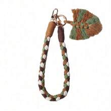 Tali Gantungan Kunci Anyaman Warna-warni Bergaya Vintage, Tali Pergelangan Tangan untuk Ponsel, Tas dengan Rumbai & Gantungan Kunci - MultiWarna - View 6