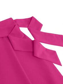 Vestido + Vestido de color sólido con lazo frontal - Rosa Fucsia - Ver 4