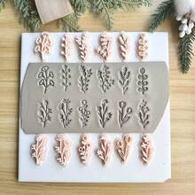 1/6pcs Leaf And Flower Series Print Mold Set, Polymer Clay Printing Tool Set, DIY Jewelry Pendant Handmade Clay Art Tools, DIY Soft Ceramic Earring Molds, Suitable For Unique Pendants, Ideal Choice For Handmade Jewelry Making - Apricot - View 1