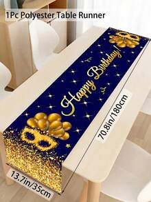 1件裝黑金生日快樂桌巾，氣球與星星圖案乙烯基桌巾，成人生日派對用品，生日派對裝飾，居家餐桌裝飾，活動派對用品，派對禮物，生日裝飾用品，居家裝飾 - 多色 - 查看 12