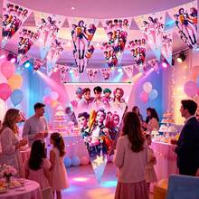 Fournitures de fête d'anniversaire, cadeaux d'invités, bannière anime StarChasing Kpopdemomhunters, K-POP KPOPER, jouets inspirés des Guerreras, Ins mignon, esthétique KPOOP, soutien aux fans, concert, salle de classe, dortoir, multi-scénarios - Multicolore - Voir 1
