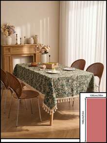 1pc Green Grassland Tablecloth Green Jacquard Natural Tassel Dining Tablecloth Rectangular Coffee Table TV Cabinet Entryway Multi-Functional Cover Suitable For Holiday Gatherings Birthday Parties Wedding Banquets Dining Table Decoration Restaurant Living Room Decoration Office Coffee Table Mat Home Decoration Room Decoration All Seasons - Green - View 9