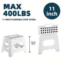 yoonispro 1pc Heavy Duty Folding Step Stool 7.5-18 Inch For Adults, Foldable & Storable Plastic Stool With Non-Slip Surface, Suitable For Kitchen, Bathroom, Bedroom (White, 7.5/9/11/13/16/18 Inch) - White - View 10
