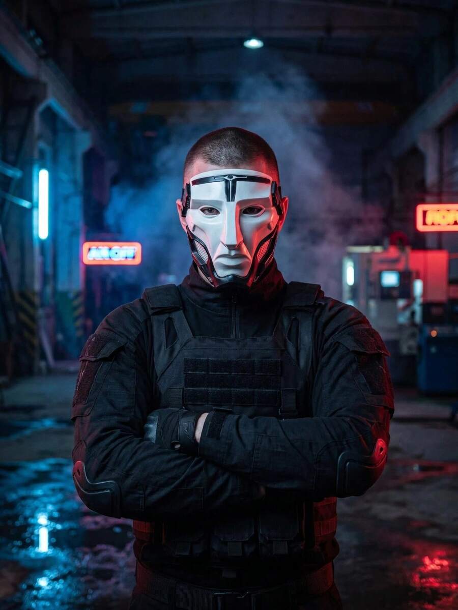 1 pieza Máscara táctica de cara completa blanca Warden / Máscara Ghroth Delta Force accesorio de cosplay Gekross Unidad Raven material de plástico ABS adecuada para CS y juegos de escape al aire libre misterio de rol disfraz de fiesta/mascarada decoración de Halloween - Ver 1