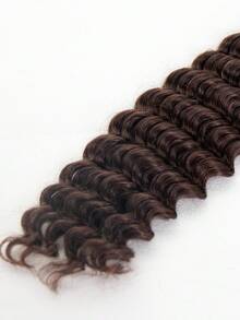 Deep Wave Feather Hair Extensions, #4 Color Human Hair, Invisible Miracle Knot Braided Hair, 60g Pre-Bundled Braided Hair, Reusable Brazilian Hair Extensions, Braided Hair - S4 - View 5