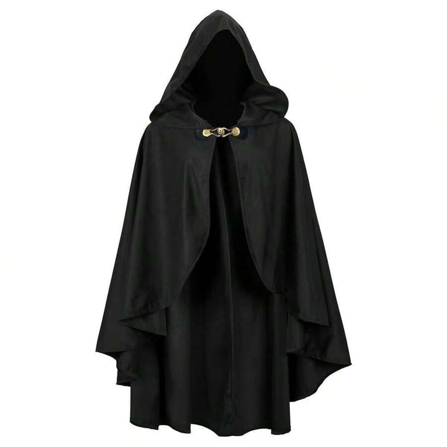 萬聖節魔法巫師角色扮演死神披風,優雅節日服裝,嘉年華裝扮道具,慶典服飾 - 黑色 - 查看 1