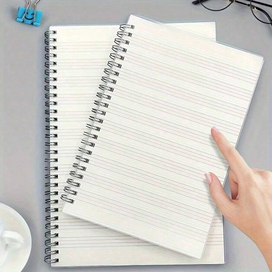 2本英文螺旋筆記本 (A5),厚透明封面,可選橫線與方格頁,學生課堂筆記本,學生禮物,聖誕禮物,學校用品,文具,學習用品,辦公用品 - A - 查看 1