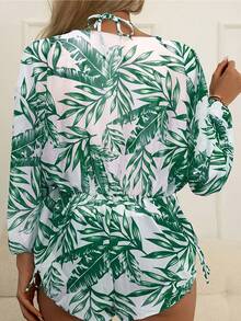 Conjunto de Bikini con Estampado de Hojas para Mujer - Verde oscuro - Ver 2