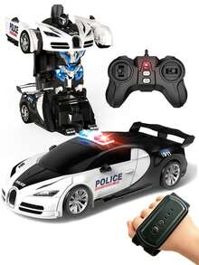 1件一鍵變形遙控警車,手控遙控警車,雙控設計,體驗不同感官,附手勢與遙控,2.4GHz遙控車變形機器人,附燈光,360°旋轉,一鍵變形,汽車玩具禮物,變形警車兒童玩具,360度旋轉與漂移,前進與後退,ABS塑料材質製成,適合作為聖誕禮物、萬聖節禮物、酷生日禮物、聖誕禮物、情人節禮物、家庭禮物等 - 彩色 - 查看 4