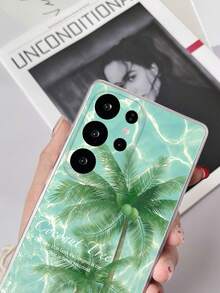 1pc Transparent TPU Shockproof Painted Coconut Tree Water Ripple Pattern Phone Case Compatible With Samsung Galaxy S23 Ultra/A14/A24 Android Phone Note12pro/Pixel 8/8 Pro/9 Pro XL Android Phone - Multicolor - View 2