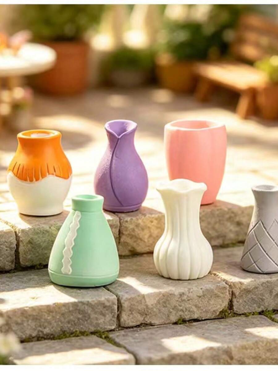 1pc/10pcs/20pcs Matte Decorative Vase Set, Minimalist Desktop Decor, Modern Display Ornament, Dorm Room Atmosphere Soft Decoration, Fashion Home And Cafe Counter Scene Decor - A - View 1