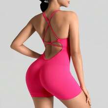 Mono corto de yoga sexy y ajustado para mujer, sin costuras en la espalda, transpirable y de secado rápido, para gimnasio, correr, pilates, fitness y yoga. - shenhui - Ver 7