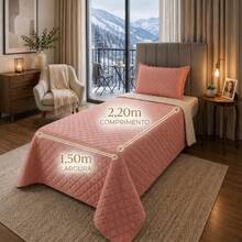 Single/Queen Double-Sided Bedspread Set With Sherpa Alaska 03 Pieces - Premium Soft Touch - 玫瑰 - 查看 5