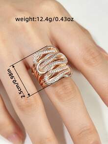 1pc Exquisite Fashion Cubic Zirconia Ring, Women's Valentine's Day Gift, Suitable For Wedding, Engagement, Anniversary, Party And Other Occasions - Rose Gold - View 9