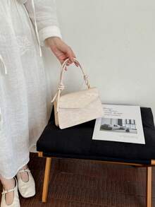 New Versatile Retro Small Square Bag Niche Design Textured Crossbody Small Bag Handheld Minimalist Shoulder Bag For Women - Pink - View 8