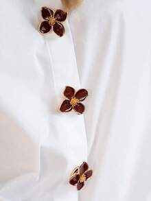 2pcs/Set Elegant Enamel Flower Shaped Women's Cufflinks, Suitable For Shirts, Perfect For Daily And Holiday Wear, Ideal Gift For Friends - Multicolor - View 3