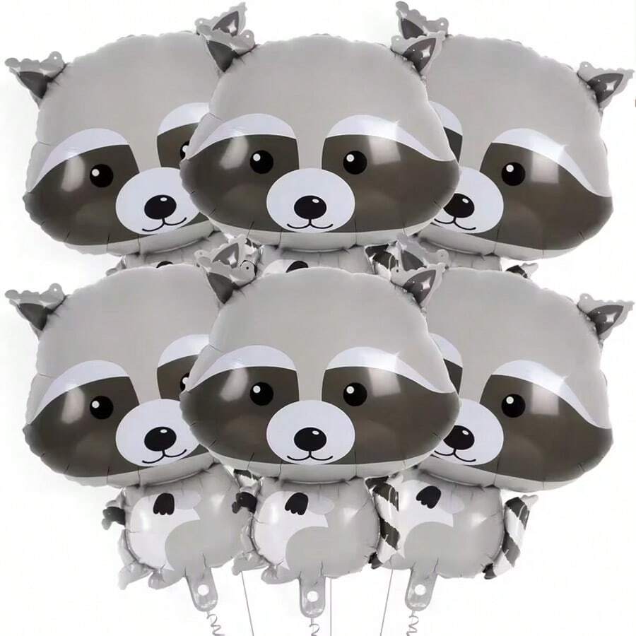 1pc Cute Raccoon Aluminum Foil Balloon, Cartoon Forest Animal Theme Party Camping Birthday Decoration, Raccoon Decor, Camping Event Arrangement, Fun Design, Vibrant Colors - View 1