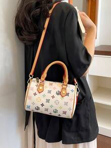 Niche, Understated Luxury Style, Colorful Geometric Monogram Boston Bag, Adjustable Shoulder Strap, Fashionable And Versatile Women's Shoulder Bag. - Multicolor - View 3