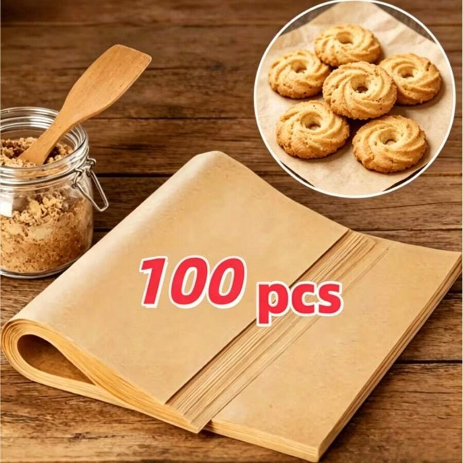 50/100pcs Pre-Cut Non-Stick Baking Paper, Suitable For Baking, Cooking, Grilling, Air Fryer And Steaming, Fits Most Baking Pans - Multicolor - View 1