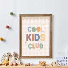 1件裝 帆布裝飾畫 兒童房牆面裝飾 波希米亞風「Cool Kids Club」裝框畫與「Play Every Day」兒童藝術畫 中性風格 即可掛裝 適合幼兒臥室、遊戲室、托兒所、嬰兒洗禮禮物、兒童禮物、趣味友誼主題 現代俏皮兒童房裝飾 - 彩色 - 查看 6