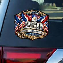 美國國旗與狂野字母印花車貼組，1776-2026 USA 250週年愛國主義乙烯基貼紙，防水裝飾適用於摩托車油箱、卡車、SUV車窗 - 車貼 - 查看 6