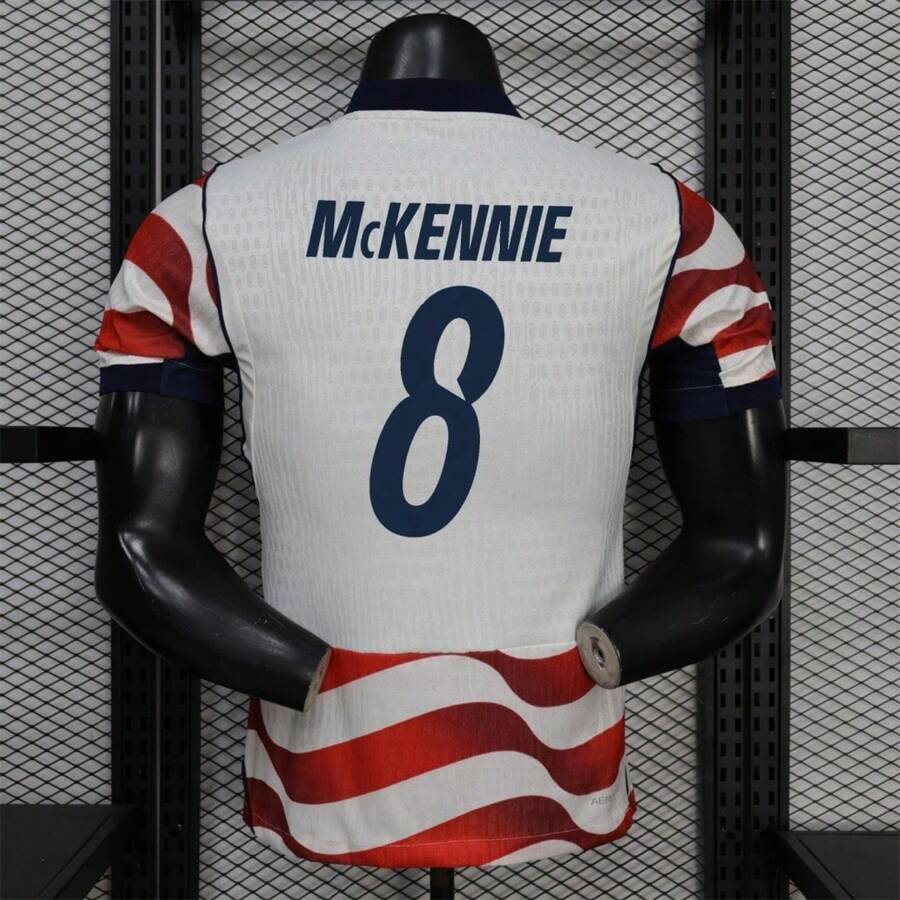 26-27 Season US National Team Home Red And White Color Scheme No. 8 McKENNIE Fan Edition Breathable Sports Short Sleeve Jersey - 26-27 美國主場比賽 - 排名第8 - 查看 1
