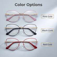 Y2K Cool Blue-Green Cat Eye Frame Glasses, Women's Non-Prescription Glasses Accessory - Black Gold - View 10