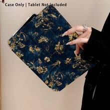 Floral And Rabbit Pattern Painted Effect Acrylic Crystal Tablet Protective Case, With Stand, Foldable Anti-Bend, Silicone Reinforced Corners, Auto Wake/Sleep Function, Built-In Pen Slot, Multi-Angle Foldable Stand - - Style 15 - View 7