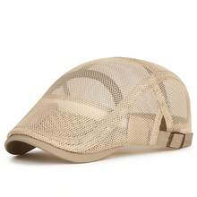 Boina casual de verano unisex de corte ajustado, gorra de repartidor de noticias de malla completa transpirable, sombrero de sol vintage británico - Multicolor - Ver 12