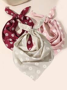 1 pieza Pañuelo de cabeza vintage con margaritas - Pañuelo triangular rosa, burdeos y caqui con lazo ajustable, adecuado para mujeres para crear un estilo bohemio, accesorio para el cabello de picnic de primavera, pañuelo de cabeza para mujer, pañuelo para mujer - Multicolor - Ver 13