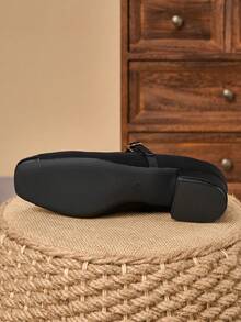MonaNise Zapatos de tacón bajo cuadrado y tacón de bloque para trabajo - Negro - Ver 8