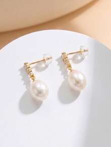 AETOLIA Juego de joyas de plata de ley 925 con perlas naturales, collar y pendientes de circonita cúbica, regalo de aniversario de boda para mujer - Amarillo Oro - Ver 10