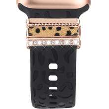 5pcs Watch Band Decorative Rings, Fashionable Personalized Faux Leather Heart, Leopard Print Heart, Leopard Print Five-Pointed Star, Multiple Styles Available, Suitable For Apple Watch Band Decoration, Suitable For Daily Wear - Rose Gold, Gold - View 10