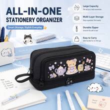 Desktop Stationery Large Capacity Pencil Case, Gift Giving, 4-Layer Zipper Multifunctional Pen Holder,Back To School Supplies, First Day Of School - Multicolor - View 3