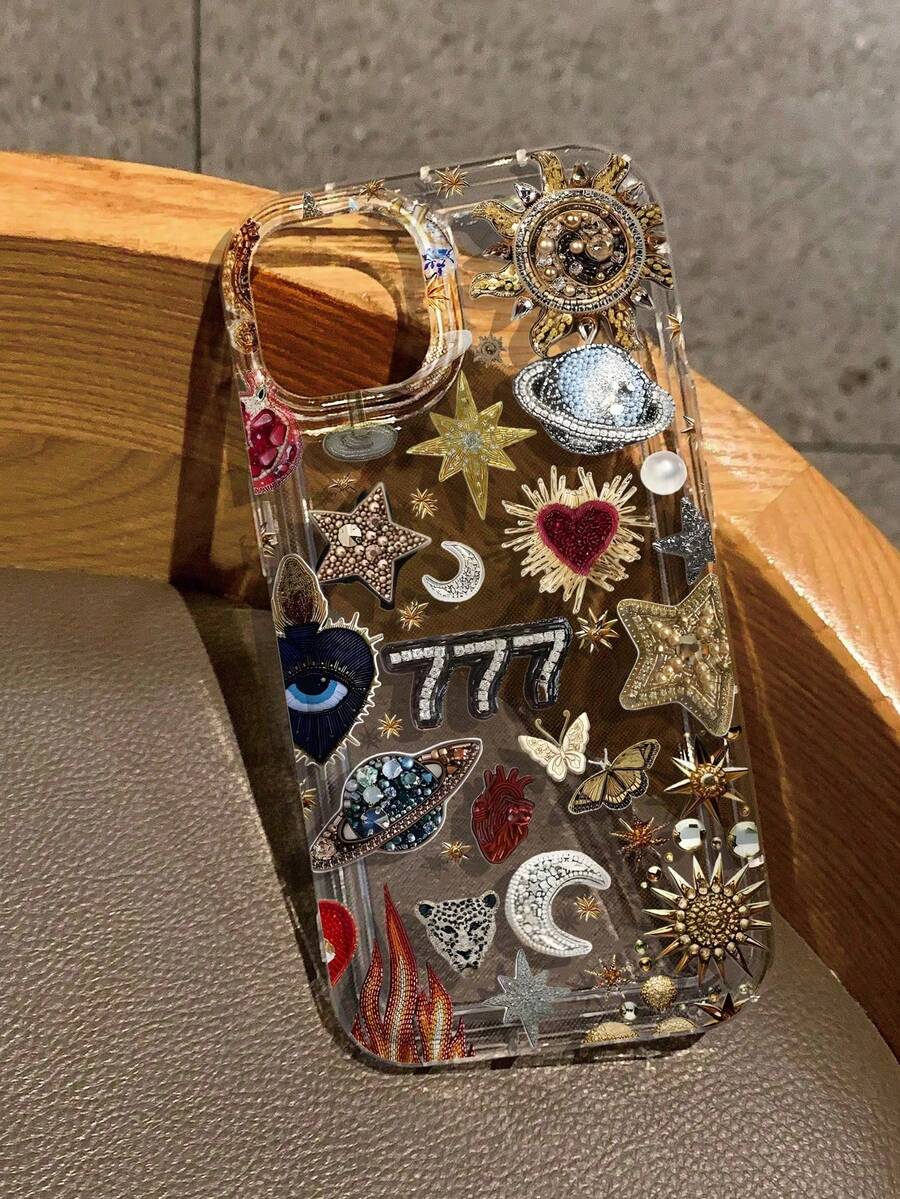 1 Stylish Phone Case. Does Not Include Lanyard Or Stand. Free Shipping. Local Delivery. Liquid Silicone TPU Protective Phone Case, Full Body Protection From Shocks And Drops, Abstract Design With Glitter, Compatible With 13/11/17/1. - Multicolor - View 1