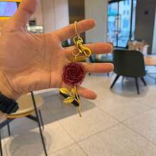 New Rose Flower Hanging Ornament Camellia Flower Pendant Bag Charm Keychain Exquisite Bag Keychain Accessory - Multicolor - View 4